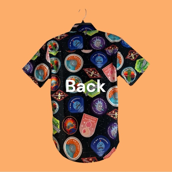 RSVLTS Rick & Morty NWOT Multi-color Print Button Down Shirt Size Small - Picture 3 of 5